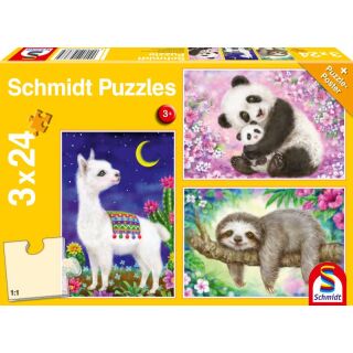 Panda, Lama, Faultier (3 x 24 Teile)