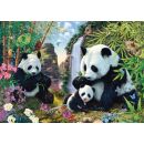 Pandafamilie am Wasserfall (500 Teile)